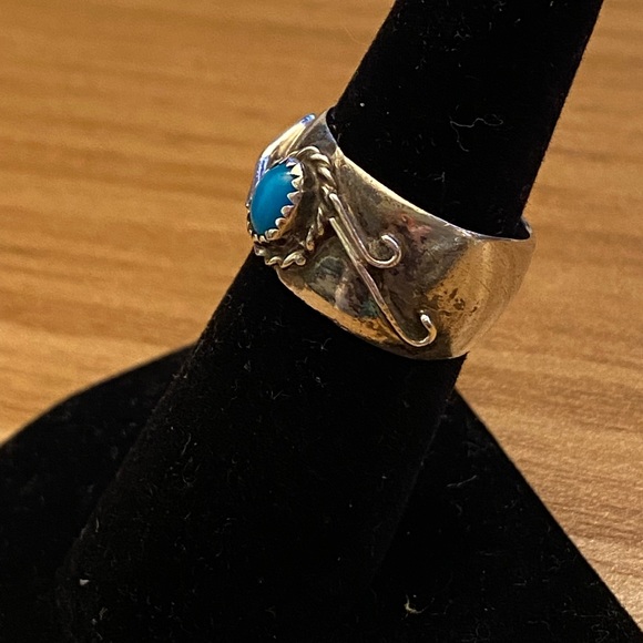 Vintage silver turquoise signed ring - Picture 3 of 7